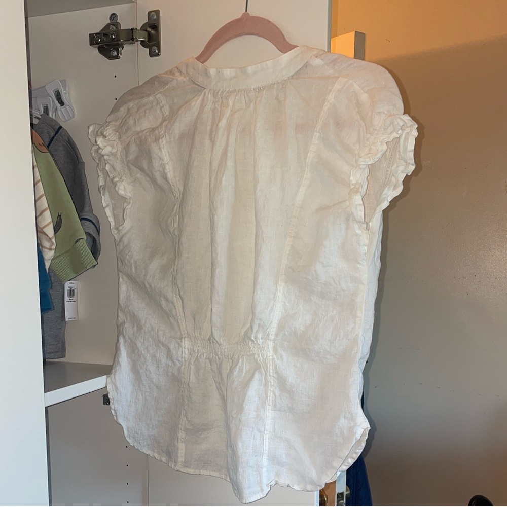 Pilcro White Ruffle-Sleeve Cotton Blouse - Picture 5 of 9